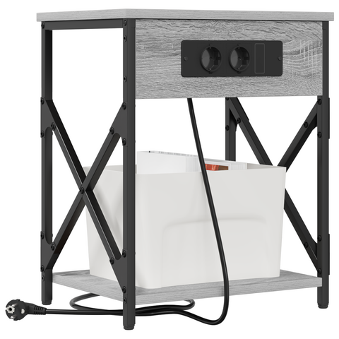 vidaXL Bedside Cabinet 2 pcs Grey sonoma Engineered wood