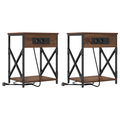 vidaXL Bedside Cabinet 2 pcs Brown oak Engineered wood