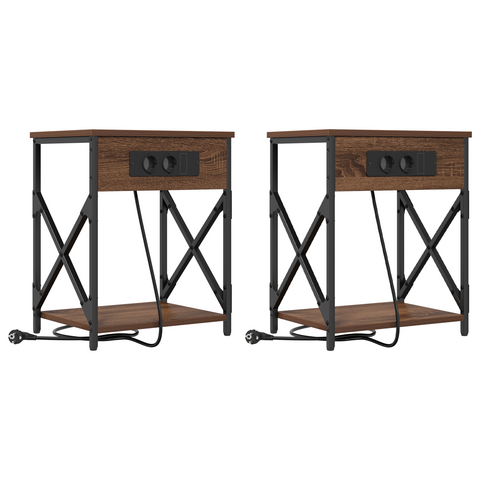vidaXL Bedside Cabinet 2 pcs Brown oak Engineered wood