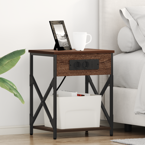 vidaXL Bedside Cabinet 2 pcs Brown oak Engineered wood