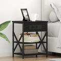 vidaXL Bedside Cabinet with Charging Station Black oak Engineered Wood