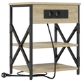 vidaXL Bedside Cabinet with Charging Station with Shelf with Storage Sonoma oak