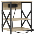 vidaXL Bedside Cabinet with Charging Station with Shelf with Storage Sonoma oak