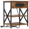 vidaXL Bedside Cabinet with Charging Station 2 pcs Smoked oak