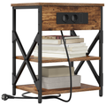 vidaXL Bedside Cabinet with Charging Station 2 pcs Smoked oak