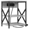 vidaXL Bedside Cabinet with Charging Station with Shelf with Storage Grey sonoma