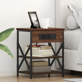 vidaXL Bedside Cabinet with Charging Station 2 pcs Brown oak