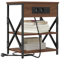 vidaXL Bedside Cabinet with Charging Station 2 pcs Brown oak