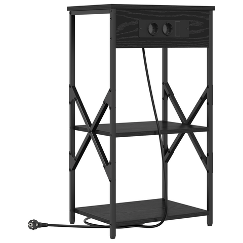 vidaXL Bedside Cabinet with Shelf with Storage Black oak Engineered wood