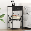 vidaXL Bedside Cabinets with Shelf with Storage 2 pcs Black oak Engineered wood
