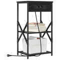 vidaXL Bedside Cabinets with Shelf with Storage 2 pcs Black oak Engineered wood