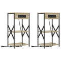 vidaXL Bedside Cabinets with Shelf with Storage 2 pcs Sonoma oak Engineered wood