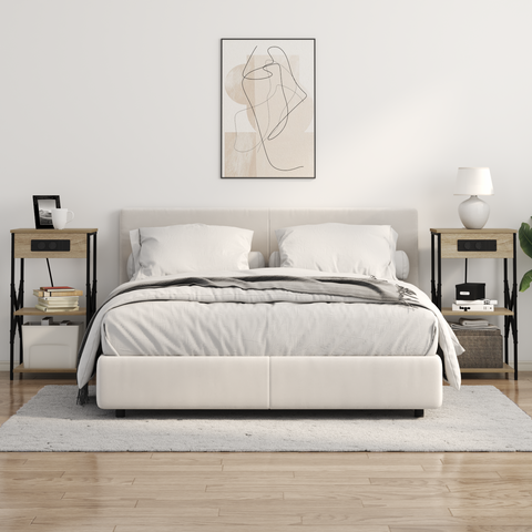 vidaXL Bedside Cabinets with Shelf with Storage 2 pcs Sonoma oak Engineered wood