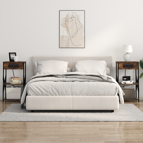 vidaXL Bedside Cabinet with Shelf with Storage Smoked oak Engineered wood