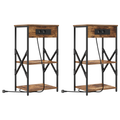 vidaXL Bedside Cabinets with Shelf with Storage 2 pcs Smoked oak Engineered wood