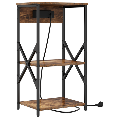 vidaXL Bedside Cabinets with Shelf with Storage 2 pcs Smoked oak Engineered wood
