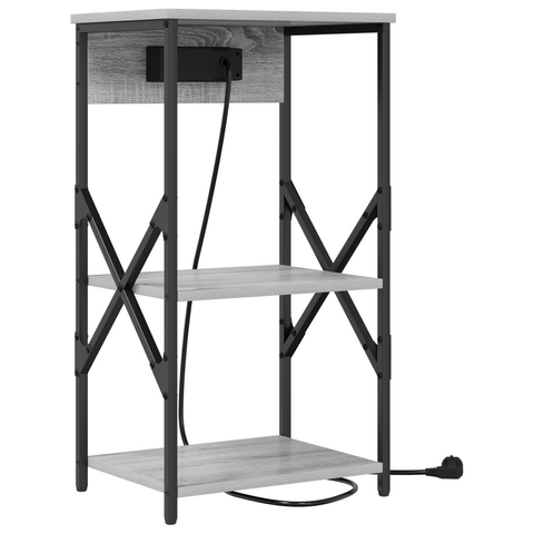 vidaXL Bedside Cabinet with Shelf with Storage Grey sonoma Engineered wood