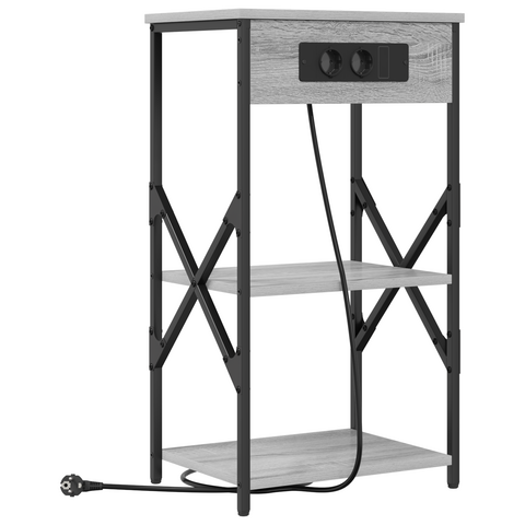 vidaXL Bedside Cabinets with Shelf with Storage 2 pcs Grey sonoma Engineered wood
