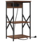 vidaXL Bedside Cabinet with Shelf with Storage Brown oak Engineered wood