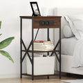 vidaXL Bedside Cabinets with Shelf with Storage 2 pcs Brown oak Engineered wood