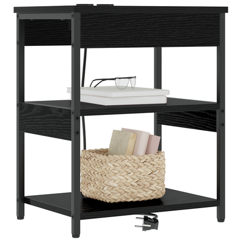 vidaXL Bedside Cabinet Black oak 41 x 31 x 51 cm Engineered wood