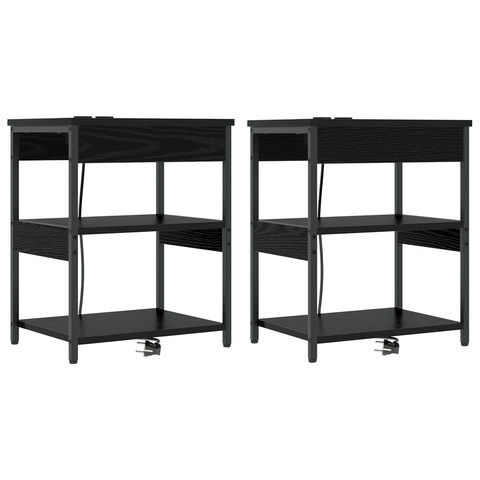 vidaXL Bedside Cabinets 2 pcs Black oak 41 x 31 x 51 cm