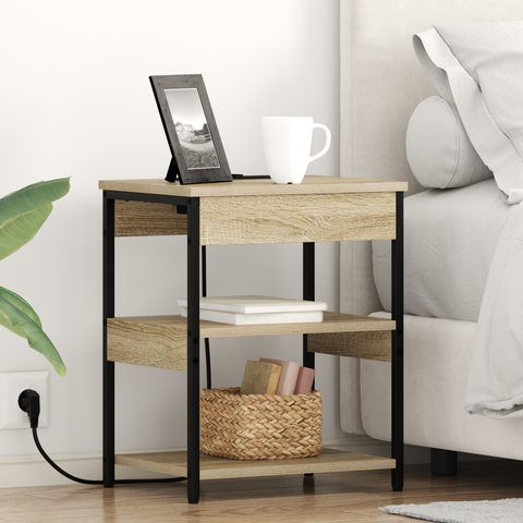 vidaXL Bedside Cabinet Sonoma oak 41 x 31 x 51 cm Engineered wood