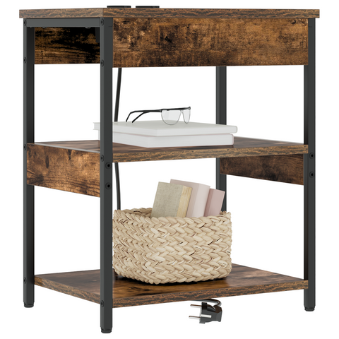 vidaXL Bedside Cabinet Smoked oak 41 x 31 x 51 cm Engineered wood