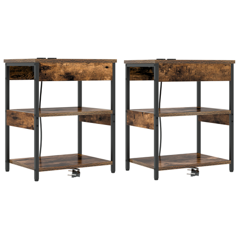 vidaXL Bedside Cabinets with Drawer 2 pcs Smoked oak 41 x 31 x 51 cm