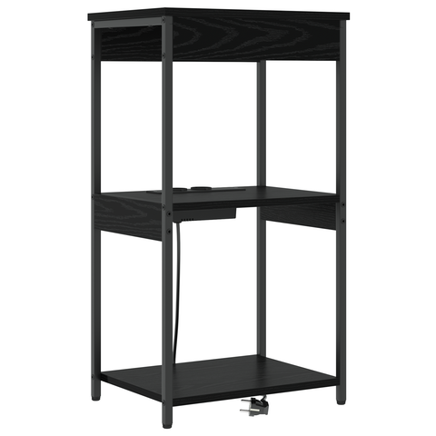 vidaXL Bedside Cabinet with Charging Station Black oak Engineered Wood