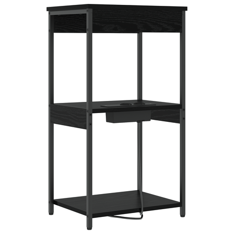 vidaXL Bedside Cabinet with Charging Station Black oak Engineered Wood