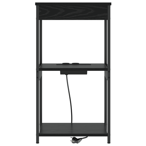 vidaXL Bedside Cabinet with Charging Station Black oak Engineered Wood