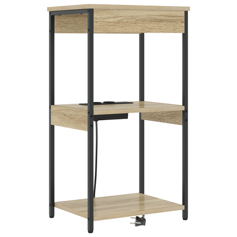 vidaXL Bedside Cabinet with Charging Station with Shelf with Storage Sonoma oak