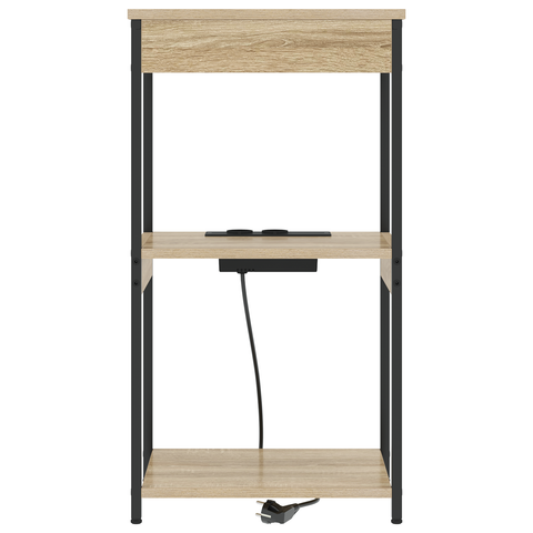 vidaXL Bedside Cabinet with Charging Station with Shelf with Storage Sonoma oak