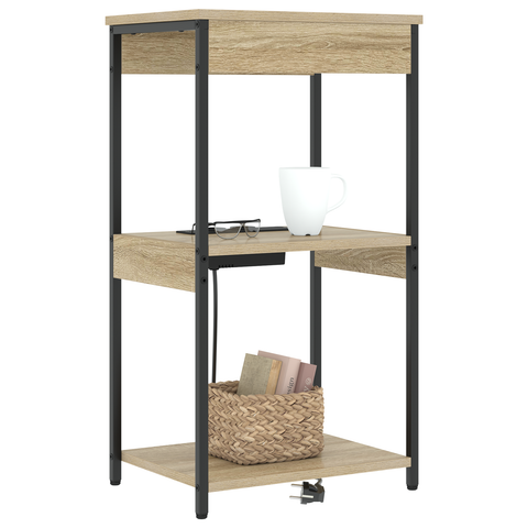 vidaXL Bedside Cabinet with Charging Station with Shelf with Storage Sonoma oak