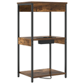vidaXL Bedside Cabinet with Charging Station with Shelf with Storage Smoked oak