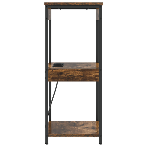 vidaXL Bedside Cabinet with Charging Station with Shelf with Storage Smoked oak