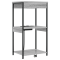 vidaXL Bedside Cabinet with Charging Station with Shelf with Storage Grey sonoma