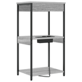 vidaXL Bedside Cabinet with Charging Station with Shelf with Storage Grey sonoma