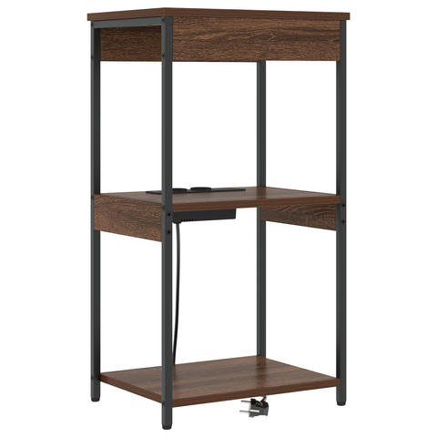 vidaXL Bedside Cabinet with Charging Station Brown oak Engineered Wood