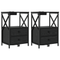 vidaXL Bedside Cabinet with Charging Station 2 pcs Black oak