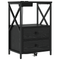 vidaXL Bedside Cabinet with Charging Station 2 pcs Black oak