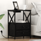 vidaXL Bedside Cabinet with Charging Station 2 pcs Black oak