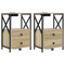 vidaXL Bedside Cabinet with Charging Station 2 pcs Sonoma oak