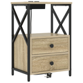 vidaXL Bedside Cabinet with Charging Station 2 pcs Sonoma oak