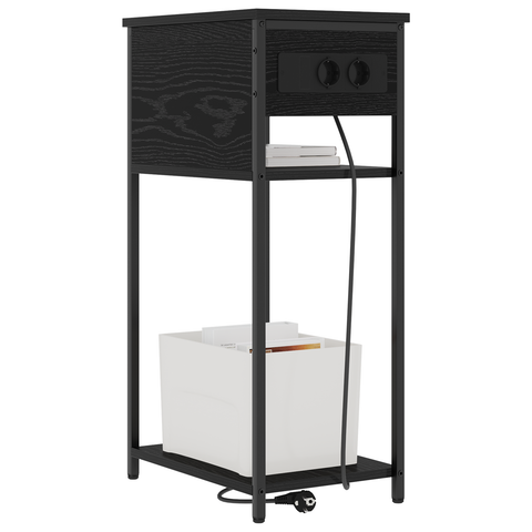 vidaXL Bedside Cabinet Black oak 28.1 x 40.9 x 75 cm Engineered wood