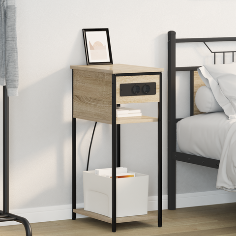 vidaXL Bedside Cabinet Sonoma oak 28.1 x 40.9 x 75 cm Engineered wood