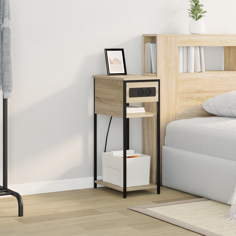 vidaXL Bedside Cabinet Sonoma oak 28.1 x 40.9 x 75 cm Engineered wood