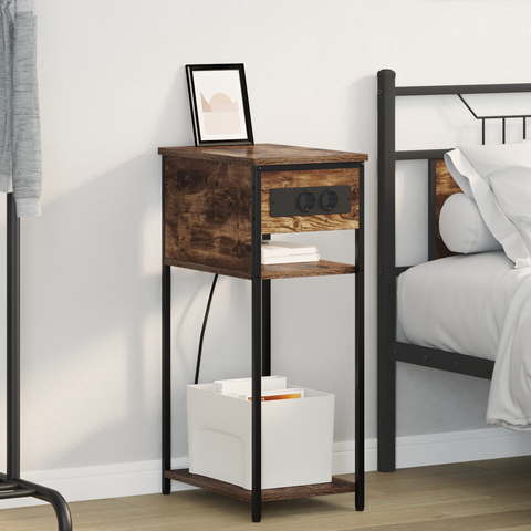 vidaXL Bedside Cabinet Smoked oak 28.1 x 40.9 x 75 cm Engineered wood