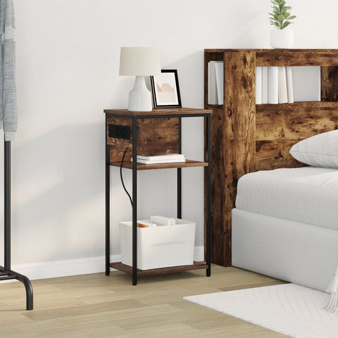vidaXL Bedside Cabinet Smoked oak 28.1 x 40.9 x 75 cm Engineered wood
